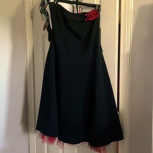 Black tube top rockabilly dress with red tulle bottom and red rose wore twice.